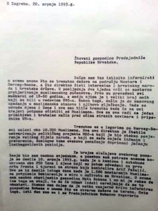 Pismo Armina Pohare Franji Tuđmanu