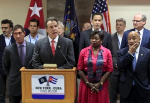 New York Governor Andrew Cuomo addresses the media during a conference before his departure at Jose Marti airport in Havana