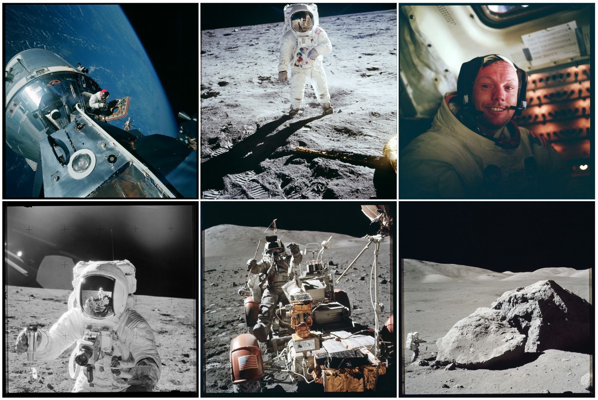 Первый выход человека на луну. Аполлон 11 1969.